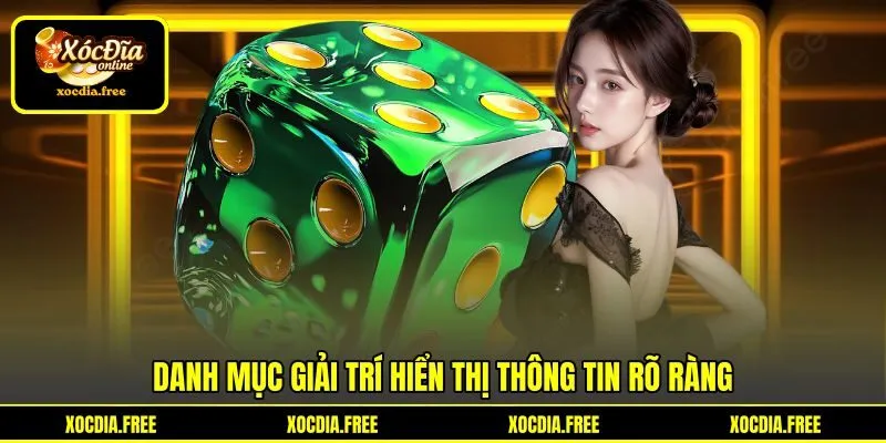 Danh mục giải trí hiển thị thông tin rõ ràng